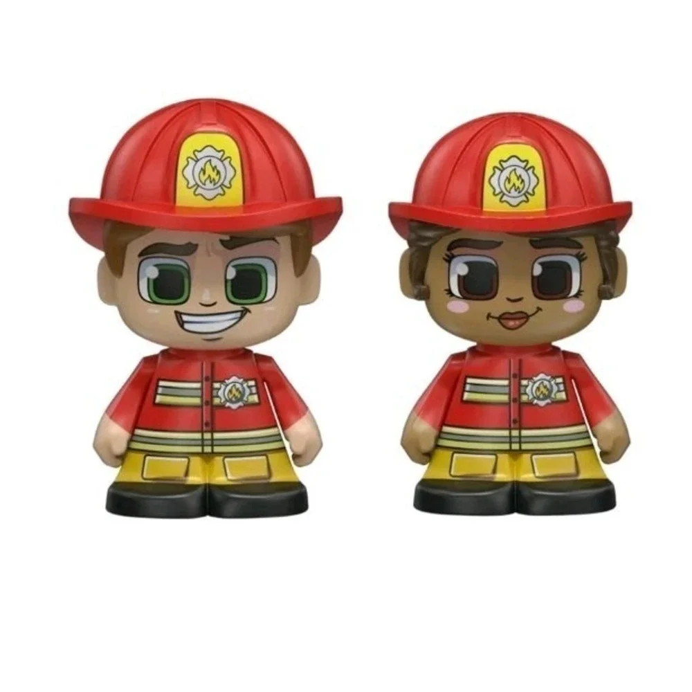 Tile Town Fire Station Magnetic Tiles Playset w/ 2 Figures - Building